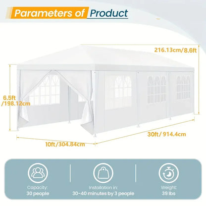 10x10/10x20/10x30 Party Tent Outdoor Canopy Tent with Removable Sidewalls, Waterproof Party Tents for Parties,Wedding Events,BBQ