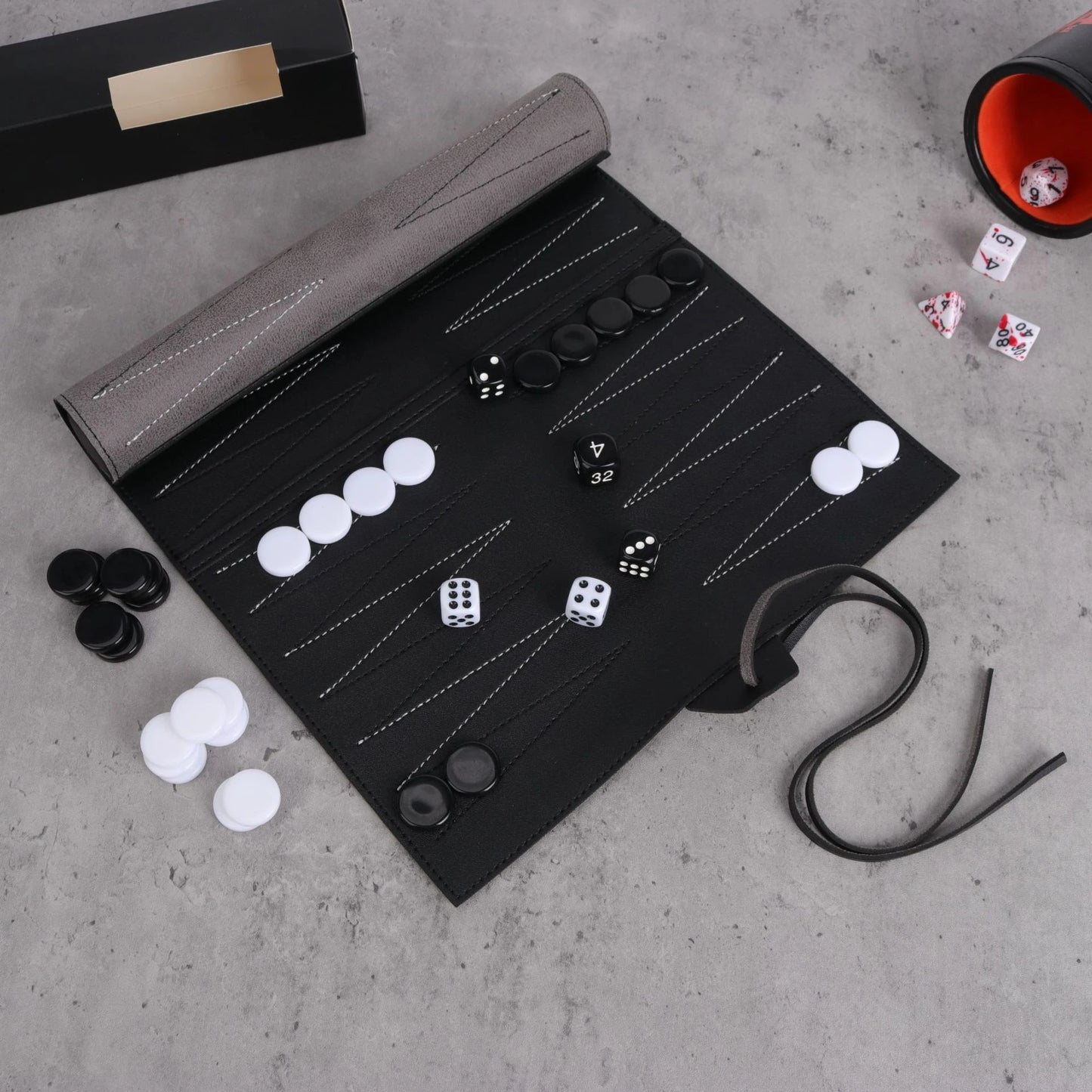 Travel Recreational Roll-Up Tournament Backgammon Board Game for Adults Kids Board Game Family Roll-Up Backgammon Toys