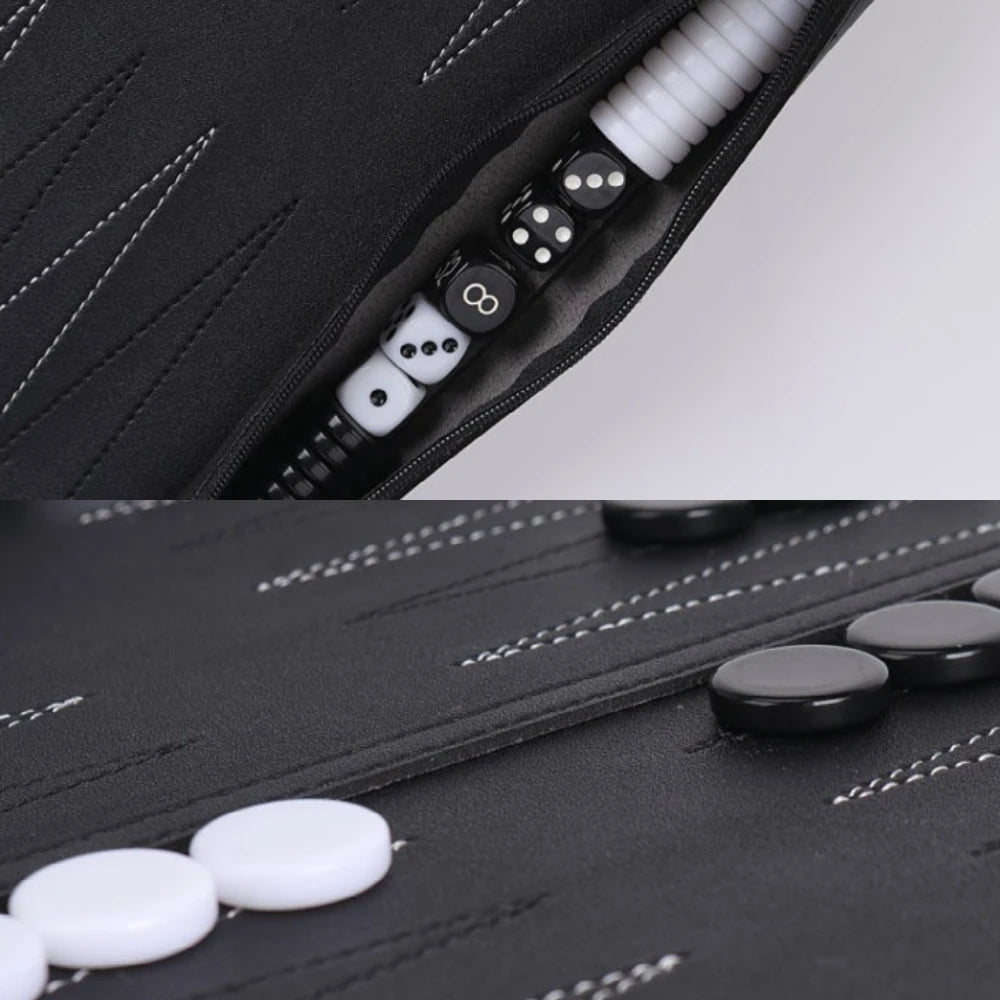 Travel Recreational Roll-Up Tournament Backgammon Board Game for Adults Kids Board Game Family Roll-Up Backgammon Toys