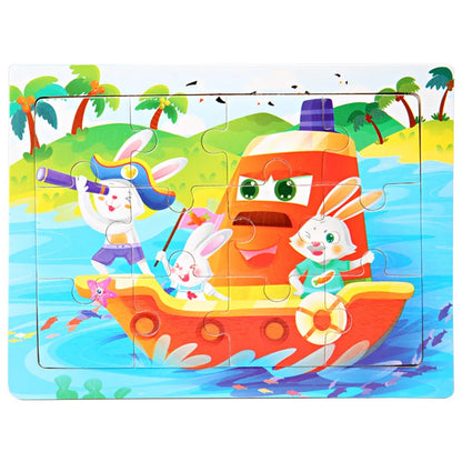 15*11cm 12pcs Wood Puzzle Kids Educational Toys Cartoon Animal/Traffic 3dD Wooden Puzzle Jigsaw Toys For Children Gifts