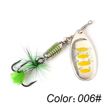 FTK 1pc Spinner Bait 7.5g 12g 17.5g Hard Spoon Bass Lures Metal Fishing Lure With Feather Treble Hooks For Pike Fishing