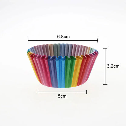 100Pcs Party Supplies Colorful Rainbow Paper Cake Cupcake Liners Baking Muffin Cup Case hot Cake Baking Supplies Tools