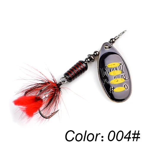 FTK 1pc Spinner Bait 7.5g 12g 17.5g Hard Spoon Bass Lures Metal Fishing Lure With Feather Treble Hooks For Pike Fishing