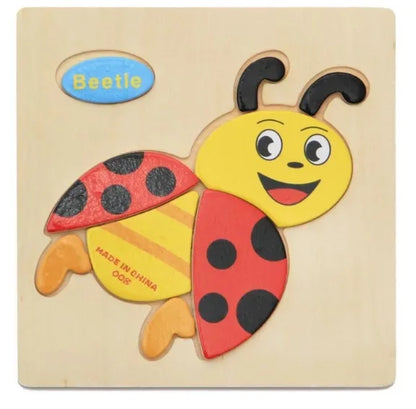 3D Wooden Puzzle Jigsaw Toys For Children Wood 3d Cartoon Animal Puzzles Intelligence Kids Early Educational Toys for children