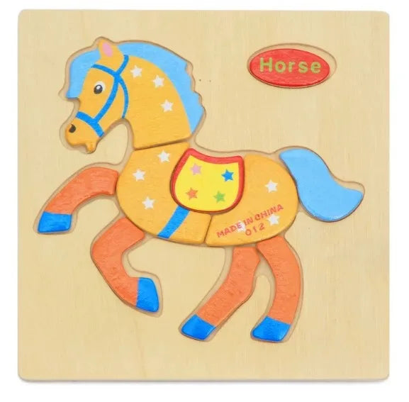 3D Wooden Puzzle Jigsaw Toys For Children Wood 3d Cartoon Animal Puzzles Intelligence Kids Early Educational Toys for children