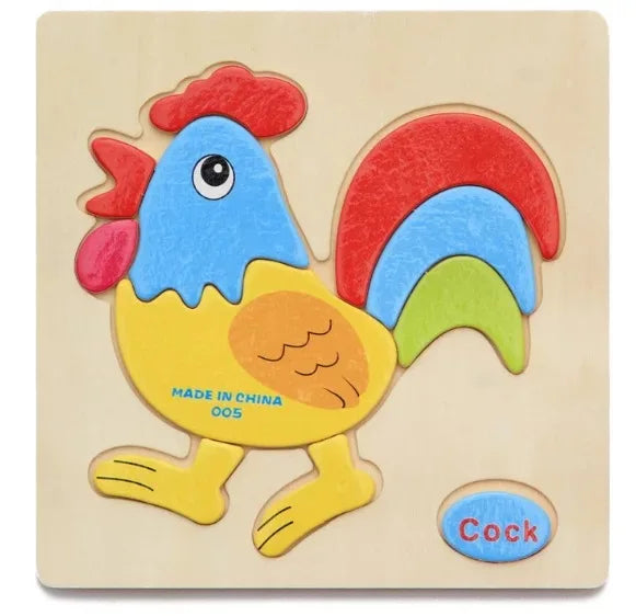 3D Wooden Puzzle Jigsaw Toys For Children Wood 3d Cartoon Animal Puzzles Intelligence Kids Early Educational Toys for children
