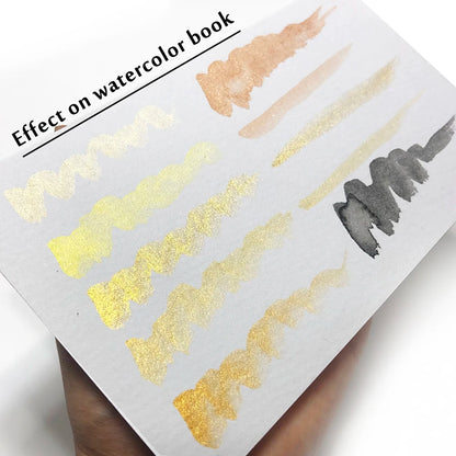 Premium 5/8Colors Solid Water Color Set Metallic Gold Pigment Paint With Waterbrush For Artist Painting Watercolors Art Supplies