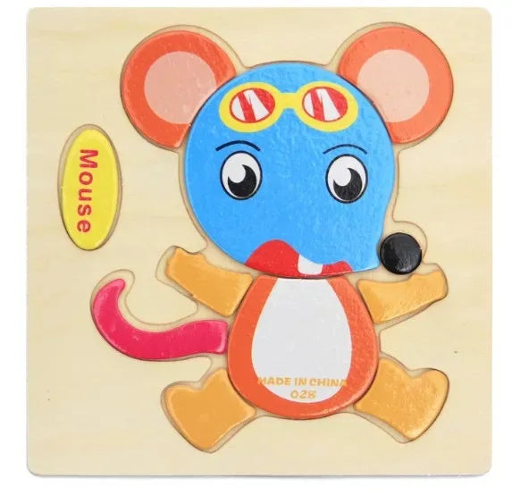3D Wooden Puzzle Jigsaw Toys For Children Wood 3d Cartoon Animal Puzzles Intelligence Kids Early Educational Toys for children