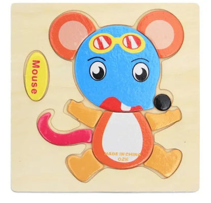 3D Wooden Puzzle Jigsaw Toys For Children Wood 3d Cartoon Animal Puzzles Intelligence Kids Early Educational Toys for children