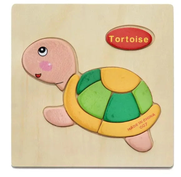 3D Wooden Puzzle Jigsaw Toys For Children Wood 3d Cartoon Animal Puzzles Intelligence Kids Early Educational Toys for children