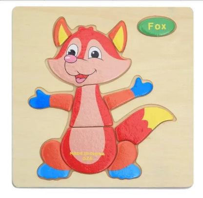 3D Wooden Puzzle Jigsaw Toys For Children Wood 3d Cartoon Animal Puzzles Intelligence Kids Early Educational Toys for children