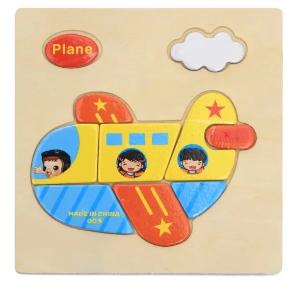 3D Wooden Puzzle Jigsaw Toys For Children Wood 3d Cartoon Animal Puzzles Intelligence Kids Early Educational Toys for children