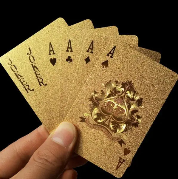 Golden Playing Cards Deck Gold Foil Poker Set Magic Card 24K Gold Plastic Foil Poker Durable Waterproof Cards Magic