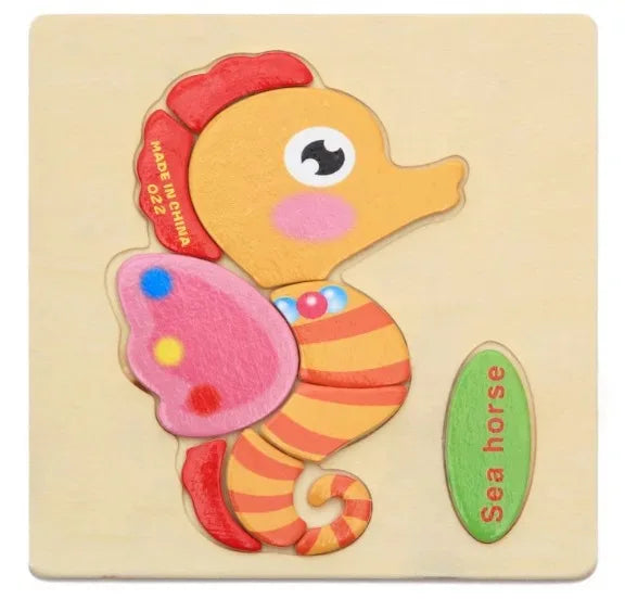 3D Wooden Puzzle Jigsaw Toys For Children Wood 3d Cartoon Animal Puzzles Intelligence Kids Early Educational Toys for children