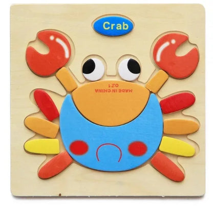 3D Wooden Puzzle Jigsaw Toys For Children Wood 3d Cartoon Animal Puzzles Intelligence Kids Early Educational Toys for children