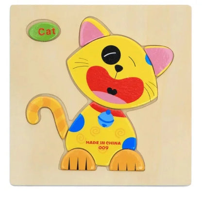 3D Wooden Puzzle Jigsaw Toys For Children Wood 3d Cartoon Animal Puzzles Intelligence Kids Early Educational Toys for children
