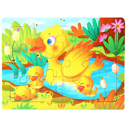 15*11cm 12pcs Wood Puzzle Kids Educational Toys Cartoon Animal/Traffic 3dD Wooden Puzzle Jigsaw Toys For Children Gifts