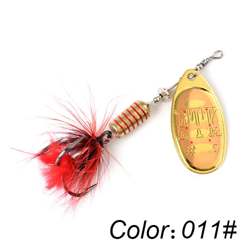 FTK 1pc Spinner Bait 7.5g 12g 17.5g Hard Spoon Bass Lures Metal Fishing Lure With Feather Treble Hooks For Pike Fishing