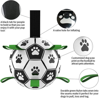 Dog Toy Interactive Pet Football Toys with Grab Tabs Dog Outdoor training Soccer Pet Bite Chew Balls for Dog accessories