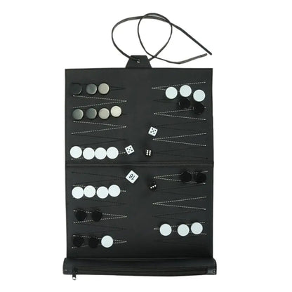 Classic Portable Recreational PU Leather Roll-Up Backgammon Board Game Toys