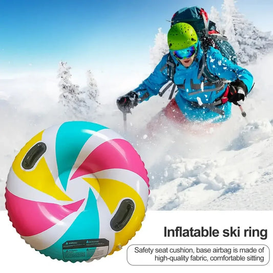 Sledding Tube Inflatable Ski Ring PVC Thicken Snow Tubing Winter Snow Tube with Handle Snow Racer Durable Snow Sled Board
