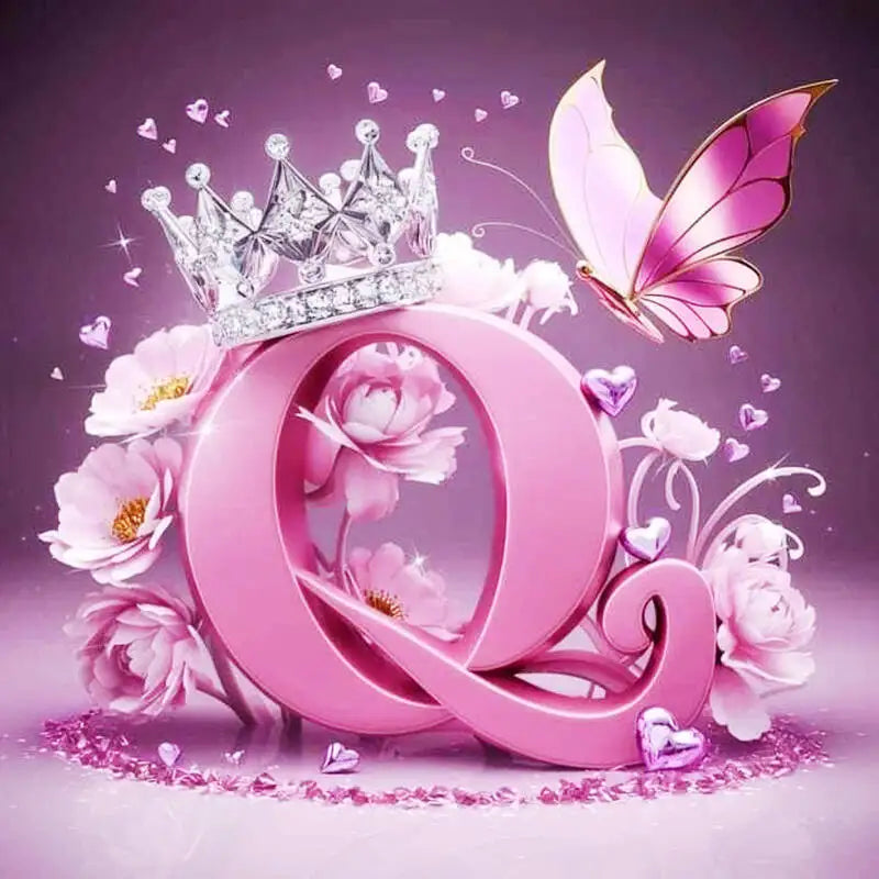 Huacan New Arrivals Diamond Painting Crown Letters  Full Drill Mosaic Butterfly Alphabet Art Wall Decor For Home Craft Kit