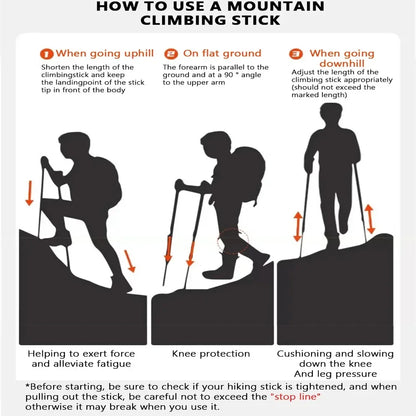 Ultralight Adjustable Trekking Poles 3-Section Aluminum Alloy Nordic Walking Sticks Telescopic Non-Slip for Men And Women Hiking