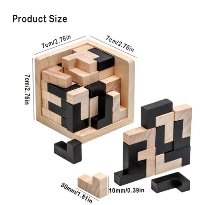 3D Cube Puzzle Luban Interlocking Creative Educational Wooden Toy Brain Mind Early Learning Game Gift For Children Letter