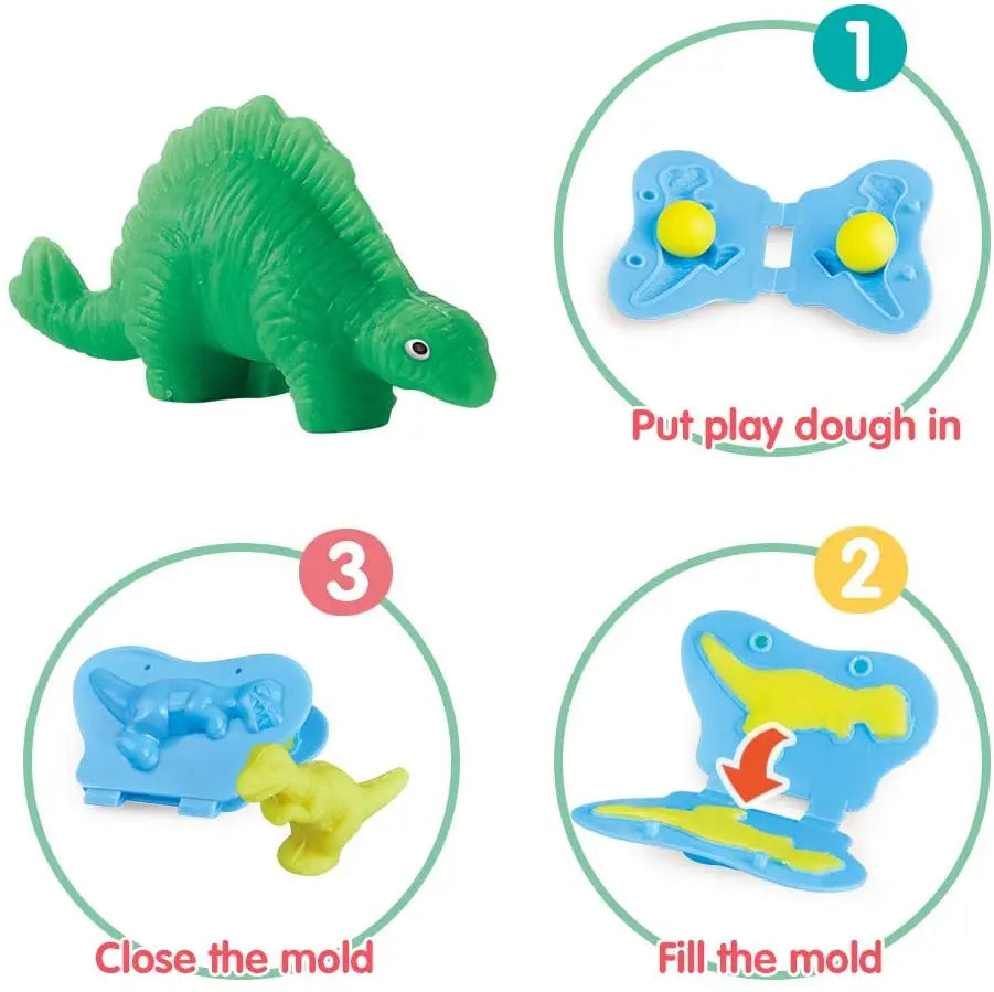 Yeahbo Playdough Sets for Kids, Modelling Clay, Air Dry Clay with 6 Dinosaur Mold, Polymer Clay Set, Play Dough Dinosaur Toys