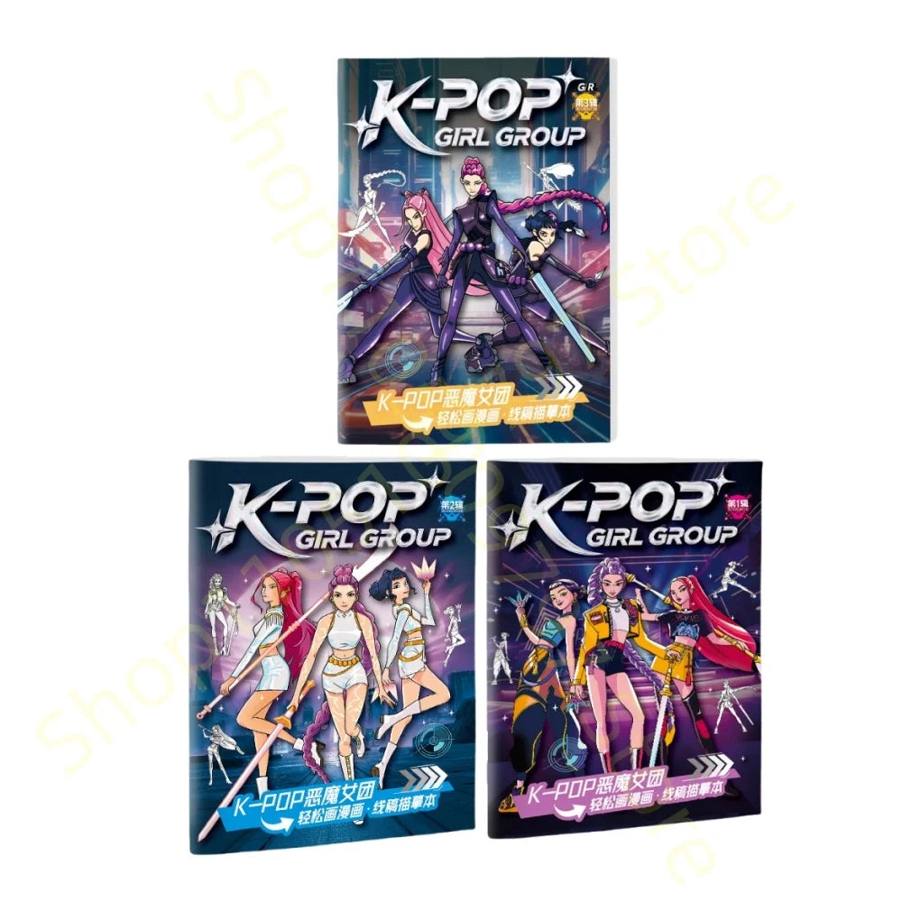 Kpop Demon Hunters Coloring Book Anime Character Rumi Mira Zoey Cute Line Drawing Tracing Sketch Copying Picture Book Kids Gifts