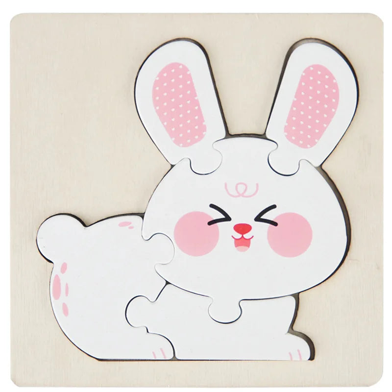 High Quality 3D Wooden Puzzle Baby Cartoon Animal Traffic Jigsaw Early Learning Cognition Game Puzzle Toys for Children