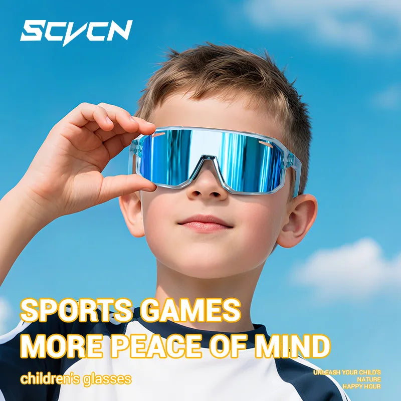 SCVCN Children Cycling Glasses Kids Outdoor Sports Sunglasses UV400 MTB Bike Eyewear Girls Boys Camping Fishing Golf Accessories