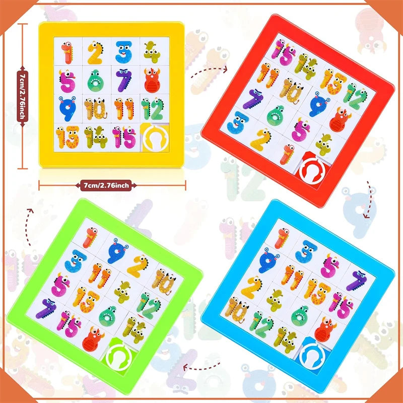 Plastic Fifteen Number Slide Puzzles Kids Brain Teaser School Rewards Party Favors IQ Educational Learning Toys For Boys Girls