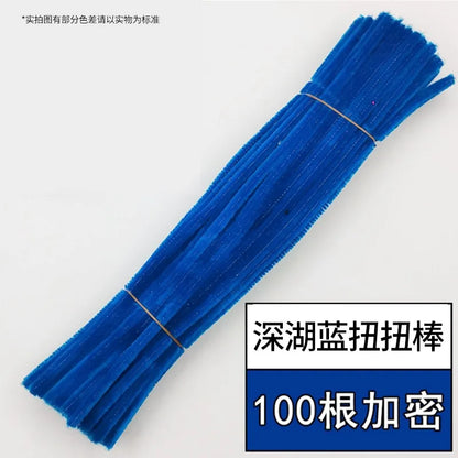 100pcs Chenille Stems Toy DIY Strips Twist Bar Anvil Wire Craft Pipe Creative Hobby Children Plush Stick Pipe Cleaners DIY Craft