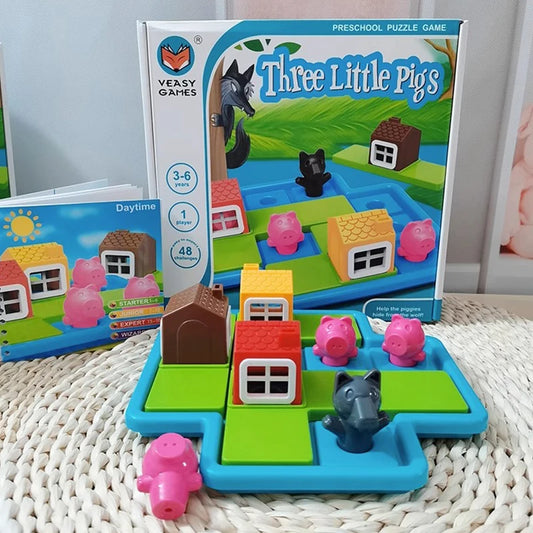Children Educational Toy Cartoon Cute Three Piggies IQ Puzzle Toys Board Games