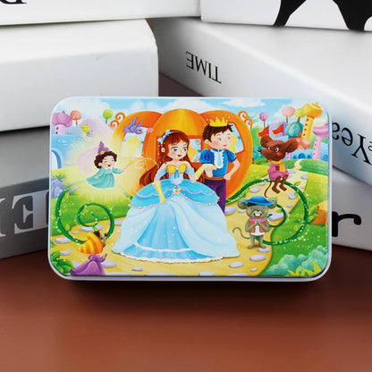 60pcs Jigsaw Cartoon Puzzle With Metal Box, Children's Early Education Animal Vehicle Puzzle, Parent-Child Interaction Game