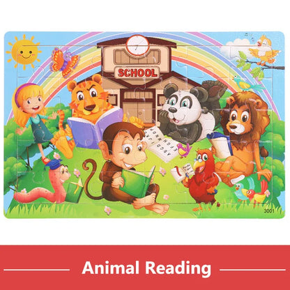 Economy 30piece Montessori 3D Puzzle Cartoon Animal Wooden Jigsaw Puzzle Board Game Educational Toys For Children Gifts