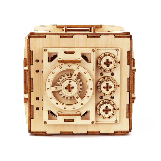 Wooden Building Blocks Safe Box Treasure 3D Wooden Model Locker Kit DIY Coin Bank Mechanical Puzzle DIY Educational Toys