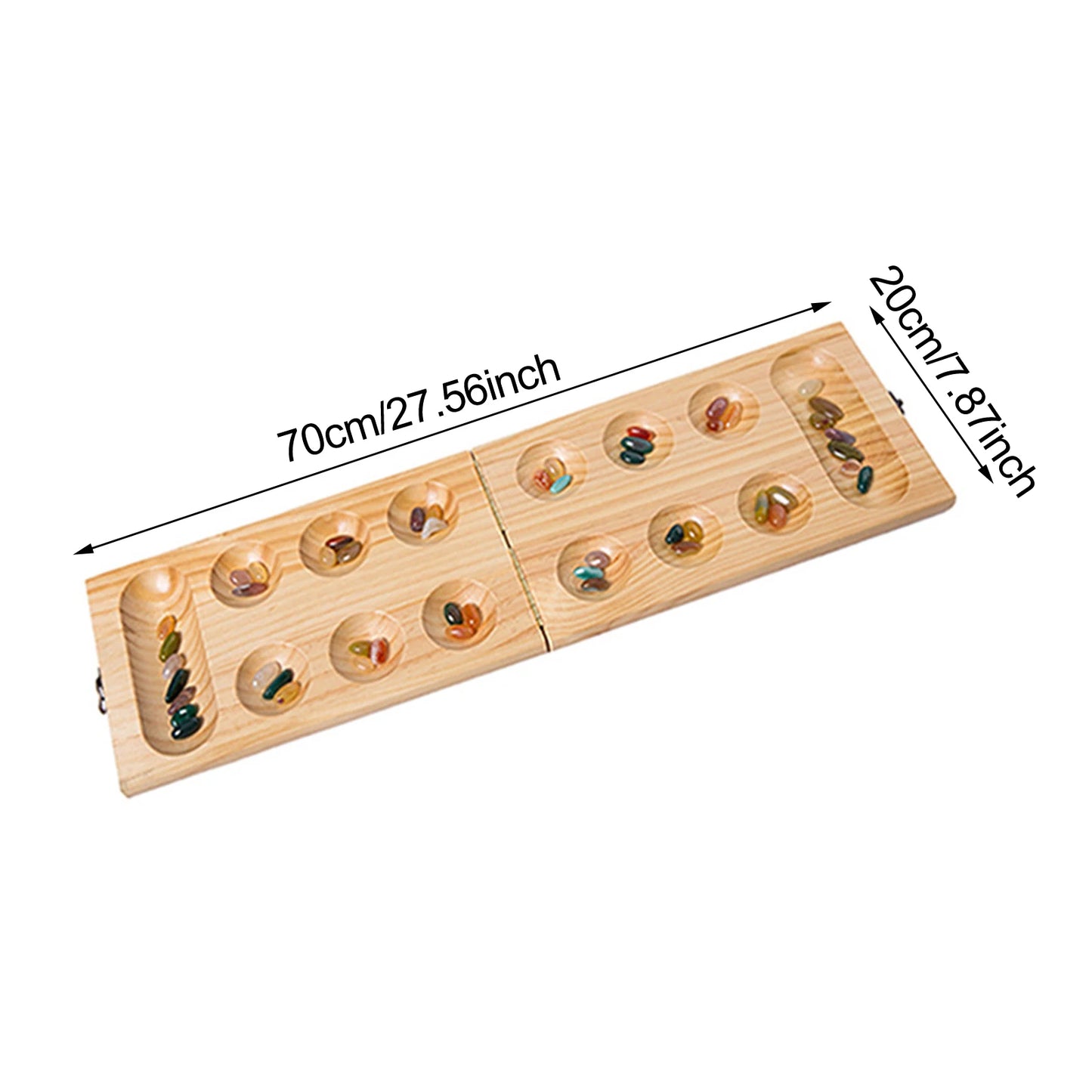 Classic Mancala Board Game with Colored Stones Timeless Strategy Game for Friends and Family with Folding Game Board