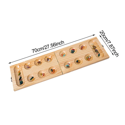 Classic Mancala Board Game with Colored Stones Timeless Strategy Game for Friends and Family with Folding Game Board
