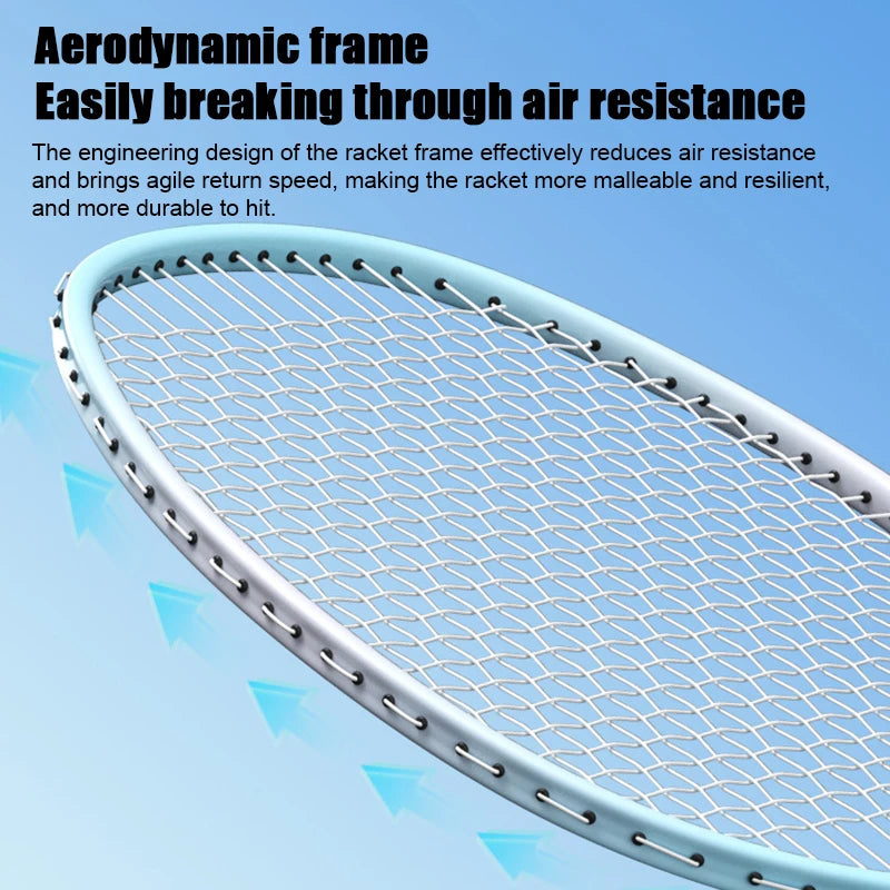 Double Badminton Racket Set For Adults With Durable High Elasticity Good Looks Foam Handle Feathers Professional Defensive