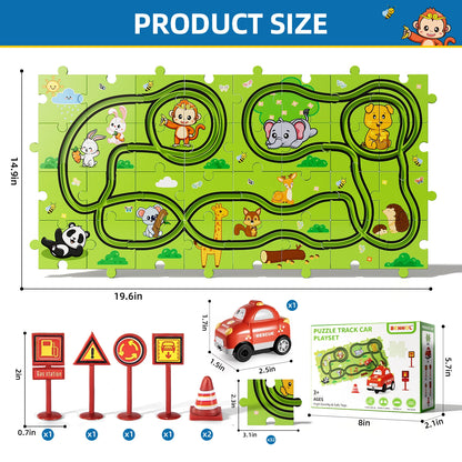 39 Pcs Jigsaw Puzzle Race Track Car Set Toys For Kids Puzzle