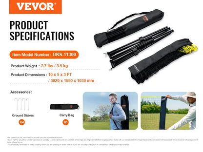 SucceBuy 10-17FT Badminton Net Height Adjustable Volleyball Net Wide Foldable Pickleball Net Portable Easy Setup Tennis Net Set