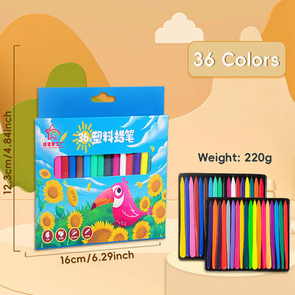 12-36 Color Washable Crayons Non-Toxic Erasable Triangular Grip Art Supplies Toddler Safe Oil Pastels for Drawing Coloring Gifts