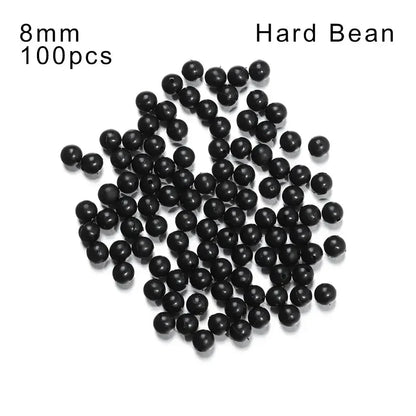 100pcs Fishing Beads Space Stopper Black 3mm-12mm Round Soft and hard beans Fishing Lures bait Hook Rig Accessories