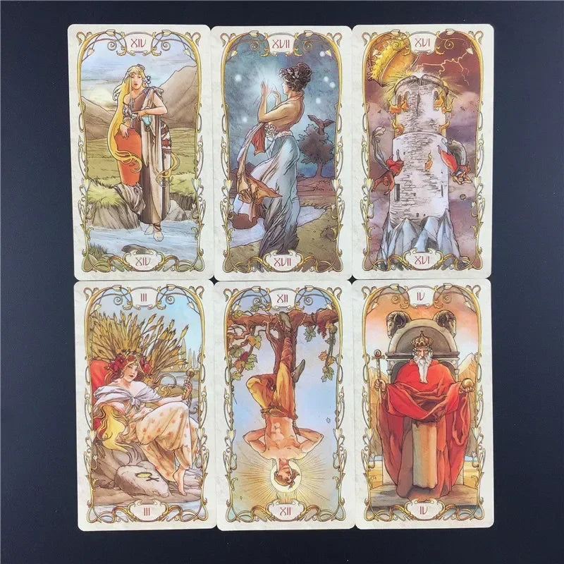 Tarot Mucha Tarot Cards Board Game Card Deck for Family Gathering Party Playing Cards Board Game
