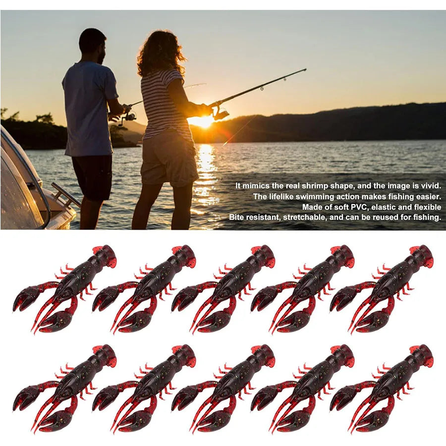 20pcs Crawfish Artificial Bait Shrimp Lobster Claw Lure For Bass Trout Pike Salmon Soft PVC Fishing Lures Swimbait 5.5cm/2.3g