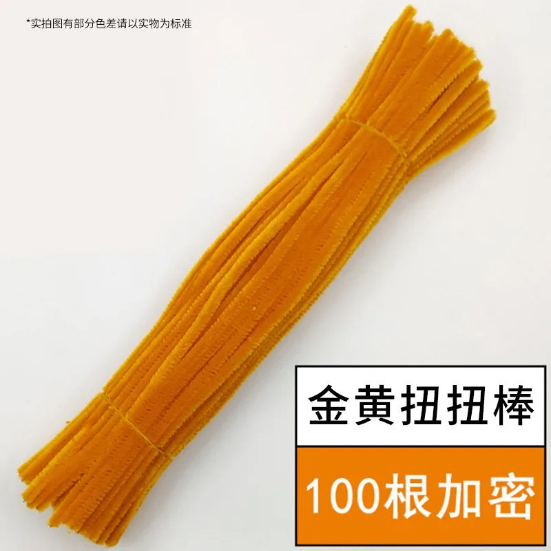 100pcs Chenille Stems Toy DIY Strips Twist Bar Anvil Wire Craft Pipe Creative Hobby Children Plush Stick Pipe Cleaners DIY Craft