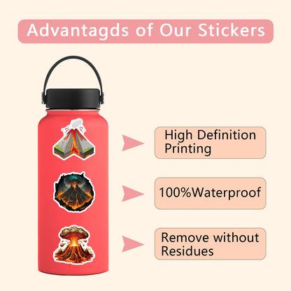10/30/55PCS Fun Volcano Cartoon Sticker DIY Phone Laptop Luggage Skateboard Graffiti Decals Fun for Gift