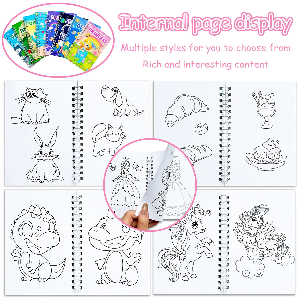 "8 Major Theme Creative Coloring Book Set: Children's Painting Book with Ocean Theme Comes with a painting color card.